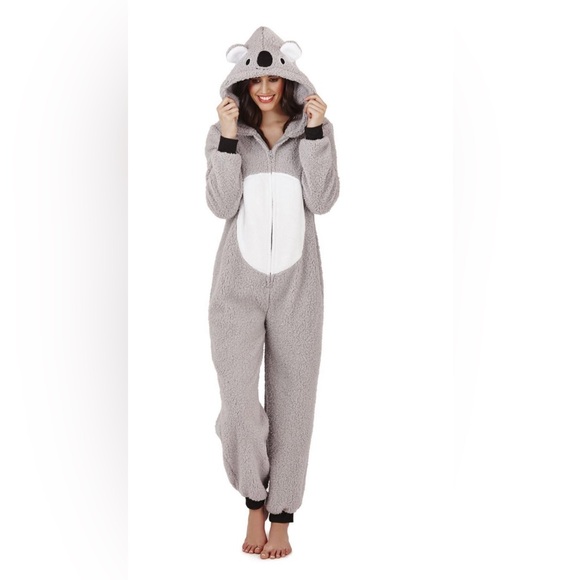 Forever 21 Soft & Cozy Gray and White Fleece PJ Koala Onesie - Picture 2 of 8